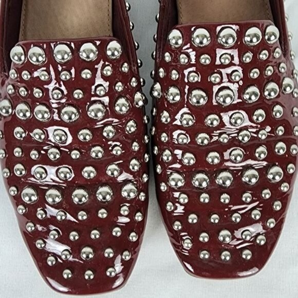 Halogen Kaylee Studded Genuine Leather Slip On Burgundy Loafers Women's Size 6 M - Picture 11 of 14